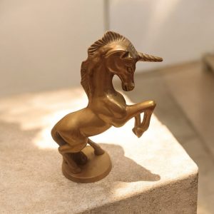 Figura Decorativa de Unicornio en Bronce - Estilo Vintage Mid-Century