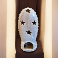 Virgen María con el Niño Jesús – Estatua Vintage Portavelas