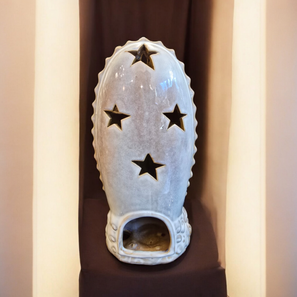 Virgen María con el Niño Jesús – Estatua Vintage Portavelas