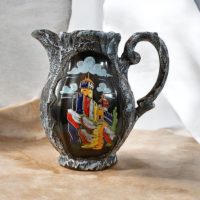 Jarra Decorativa Artesanal con Ilustración de Castillo Medieval Italy. 18cm de altura.