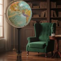 e Globo Terráqueo Antiguo de Piso