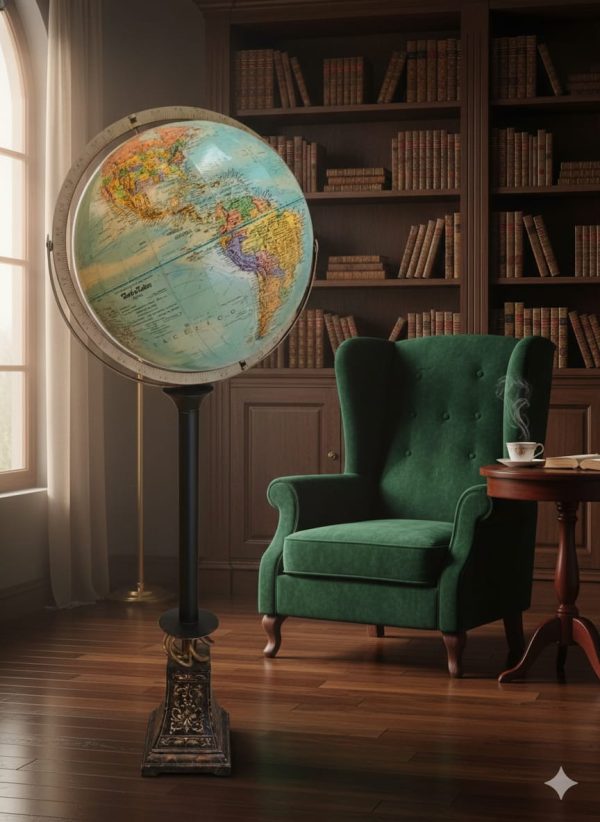 e Globo Terráqueo Antiguo de Piso