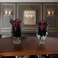 Floreros de Cristal Polaco (Edición 1999) – Elegancia en Color Amatista.