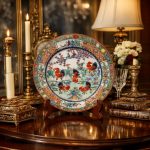 Plato decorativo de porcelana estilo oriental 23 cm, de Diametro.